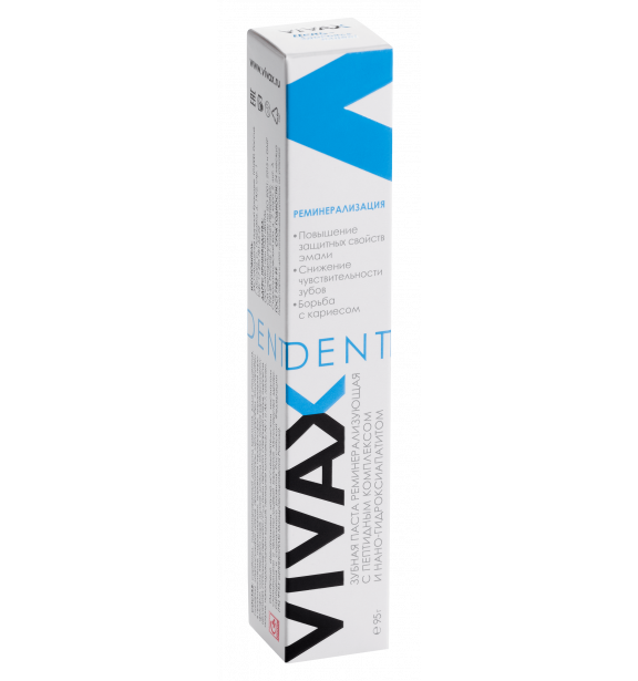 Зубная паста реминерализующая Vivax Dent-Зубная паста реминерализирующая VIVAX DENT с пептидным комплексом и нано-гидроксиапатом
